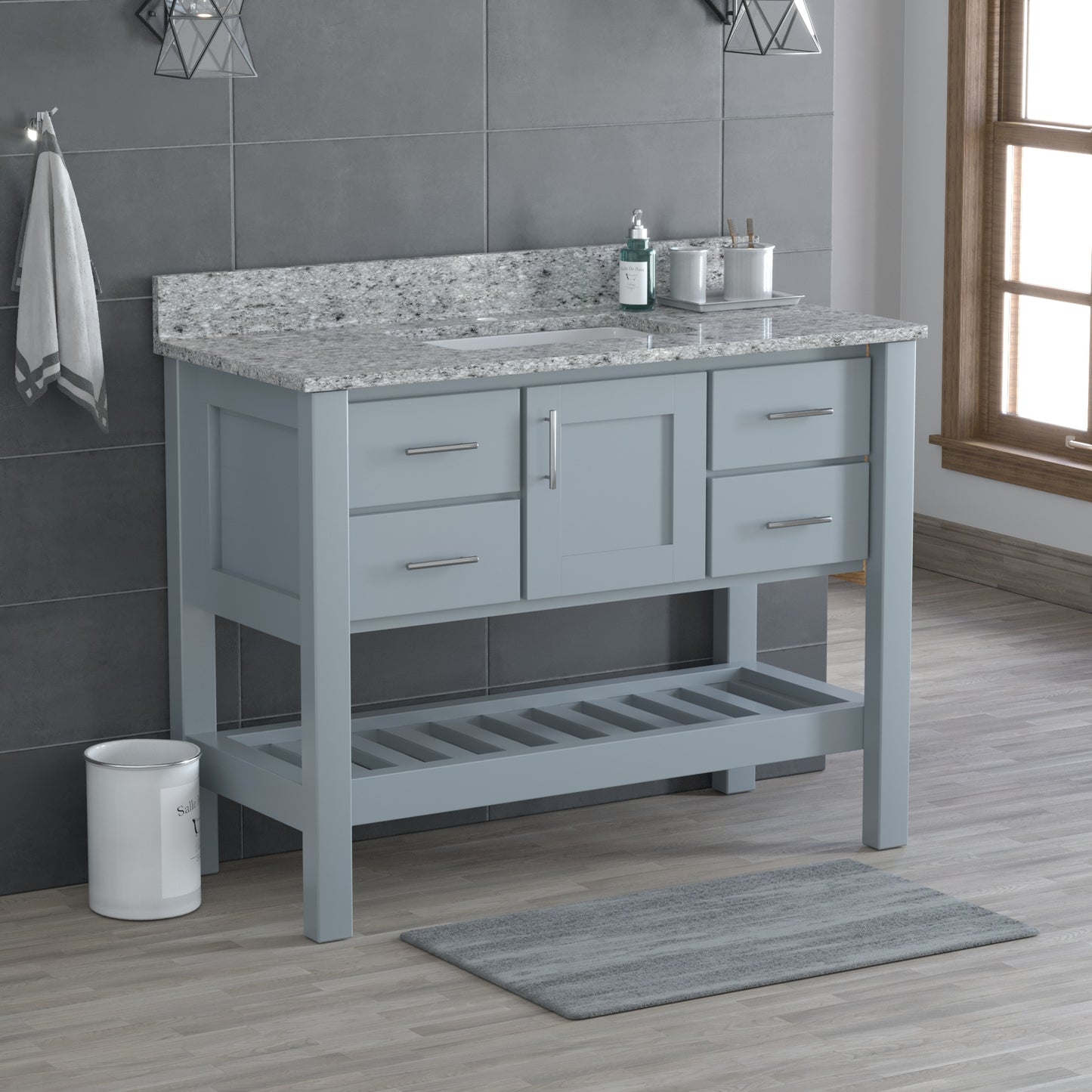 USA Patriot 48 Inch Gray Bathroom Vanity - Pepper Counter