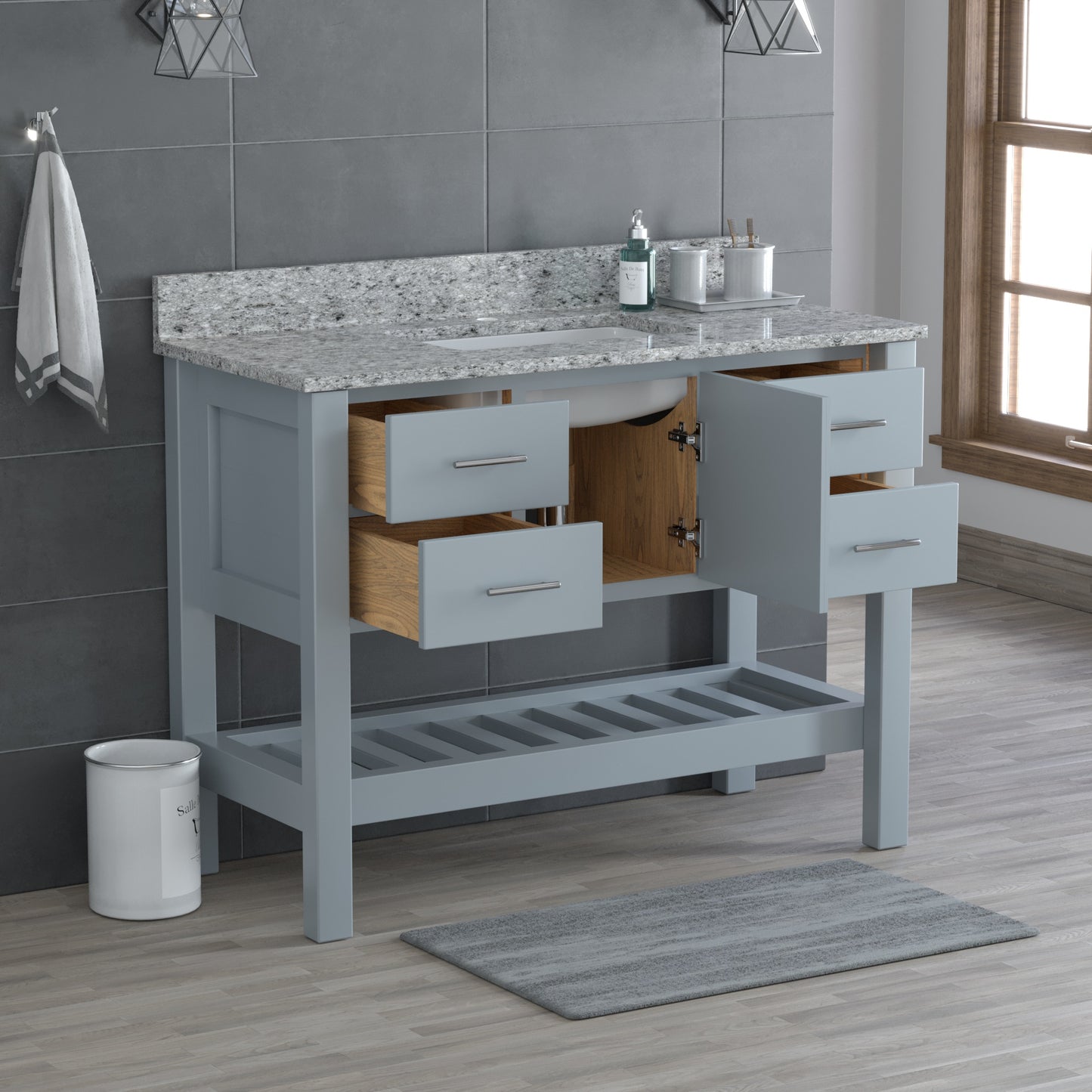 USA Patriot 48 Inch Gray Bathroom Vanity - Pepper Counter