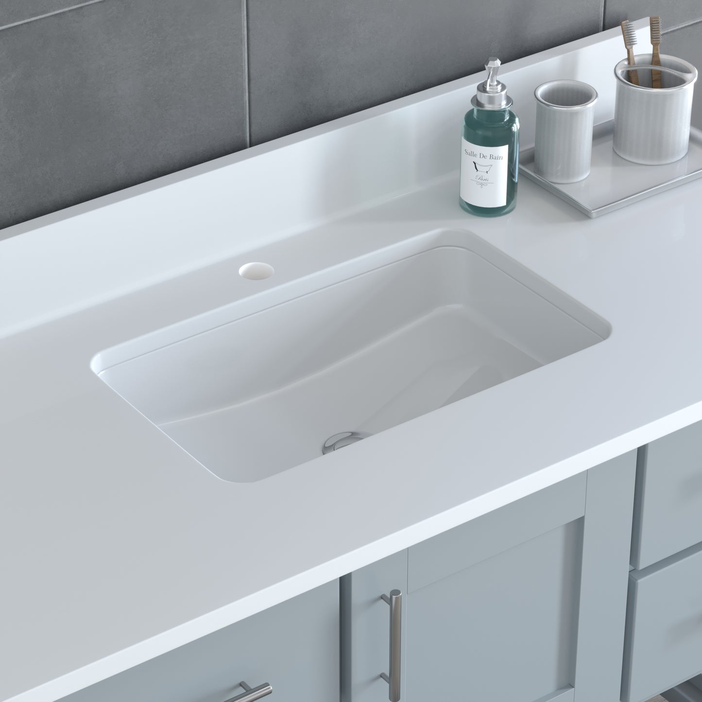 USA Patriot 48 Inch Gray Bathroom Vanity - White Counter