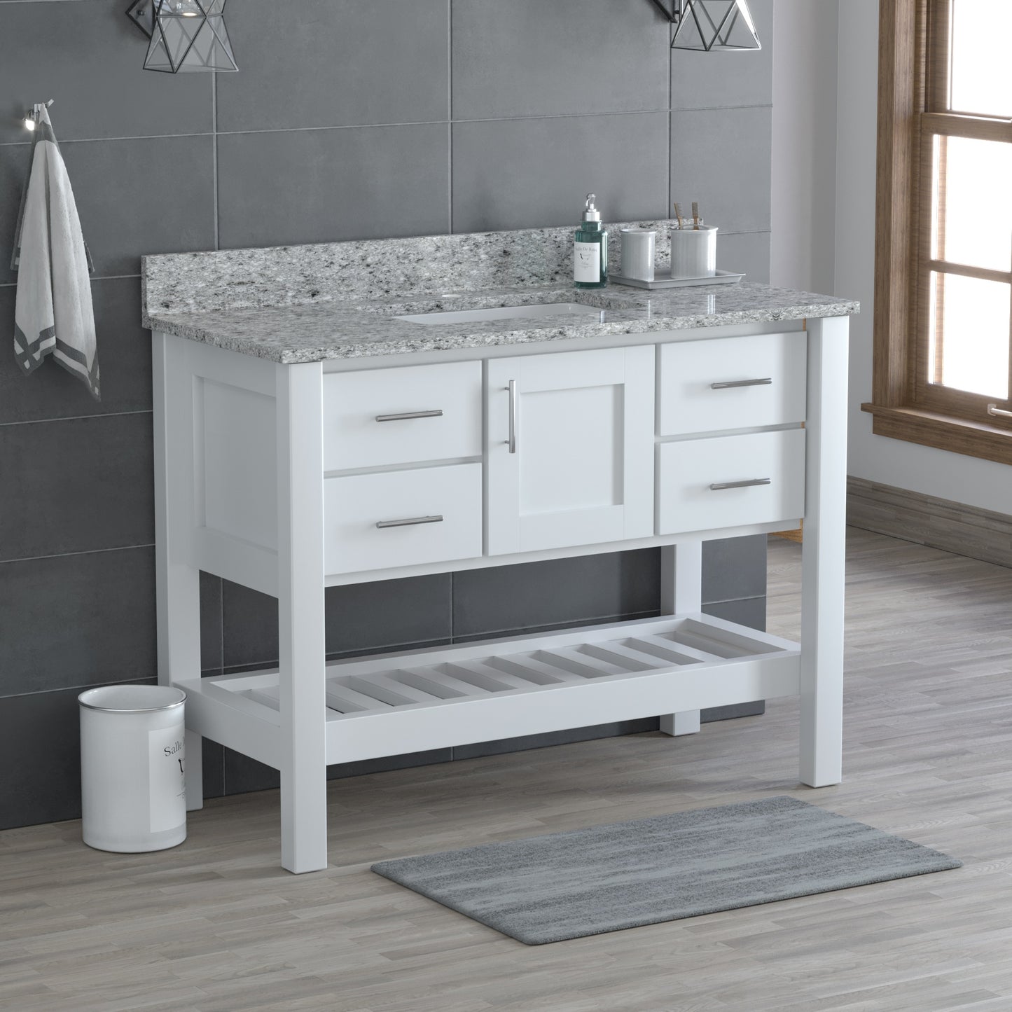 USA Patriot 48 Inch White Bathroom Vanity - Pepper Counter