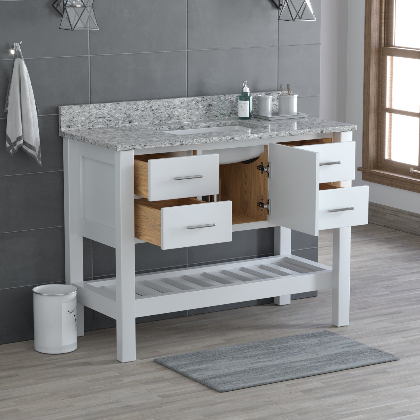 USA Patriot 48 Inch White Bathroom Vanity - Pepper Counter