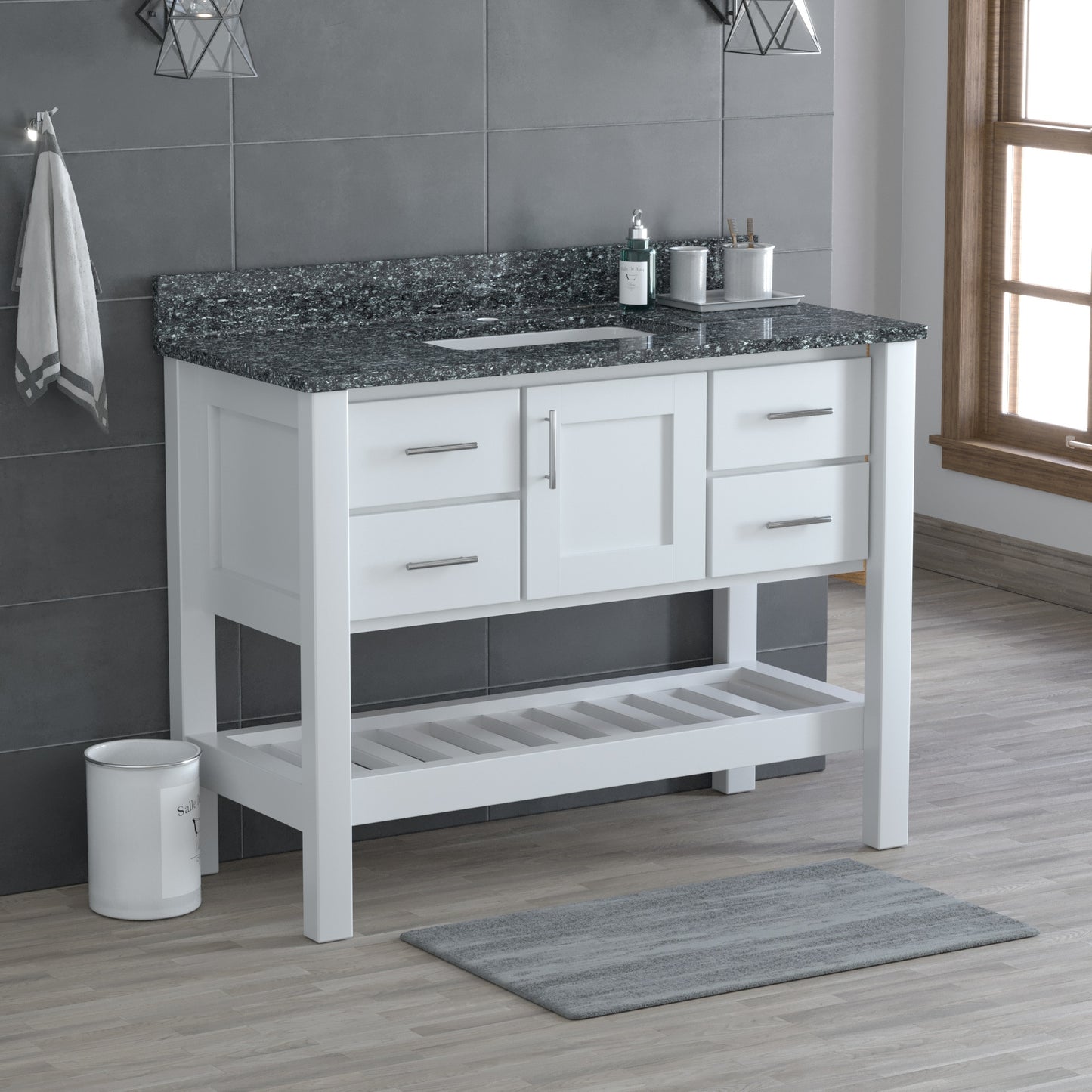 USA Patriot 48 Inch White Bathroom Vanity - Starry Counter