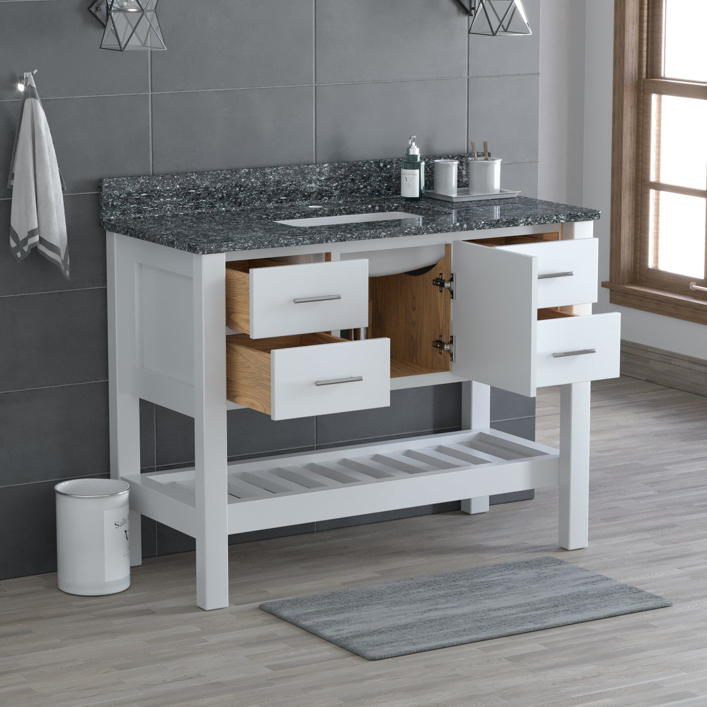 USA Patriot 48 Inch White Bathroom Vanity - Starry Counter