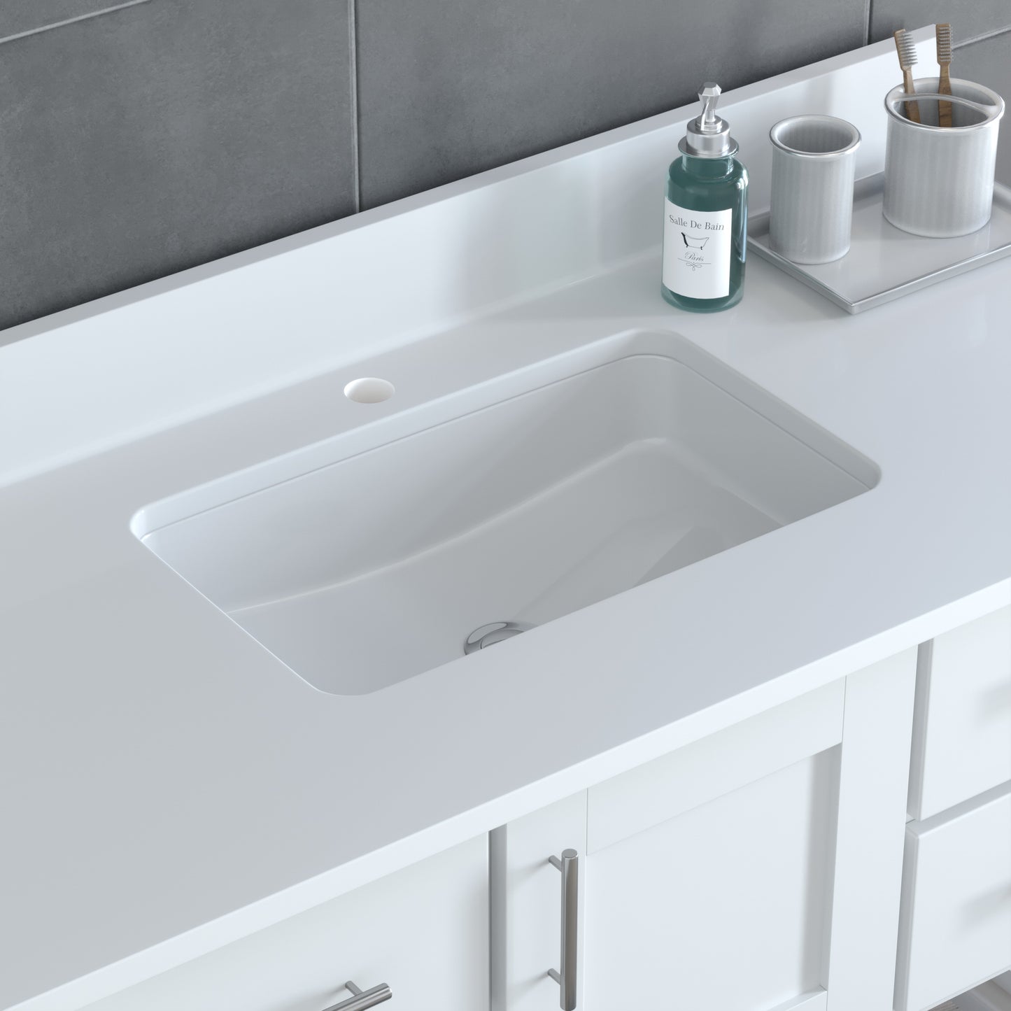 USA Patriot 48 Inch White Bathroom Vanity - White Counter