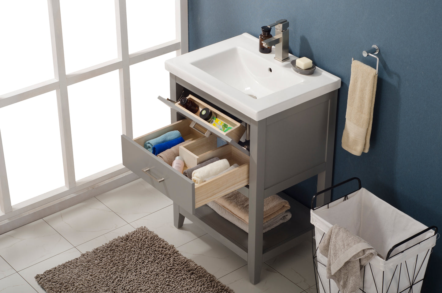 Cara 24" Single Sink Vanity In Gray