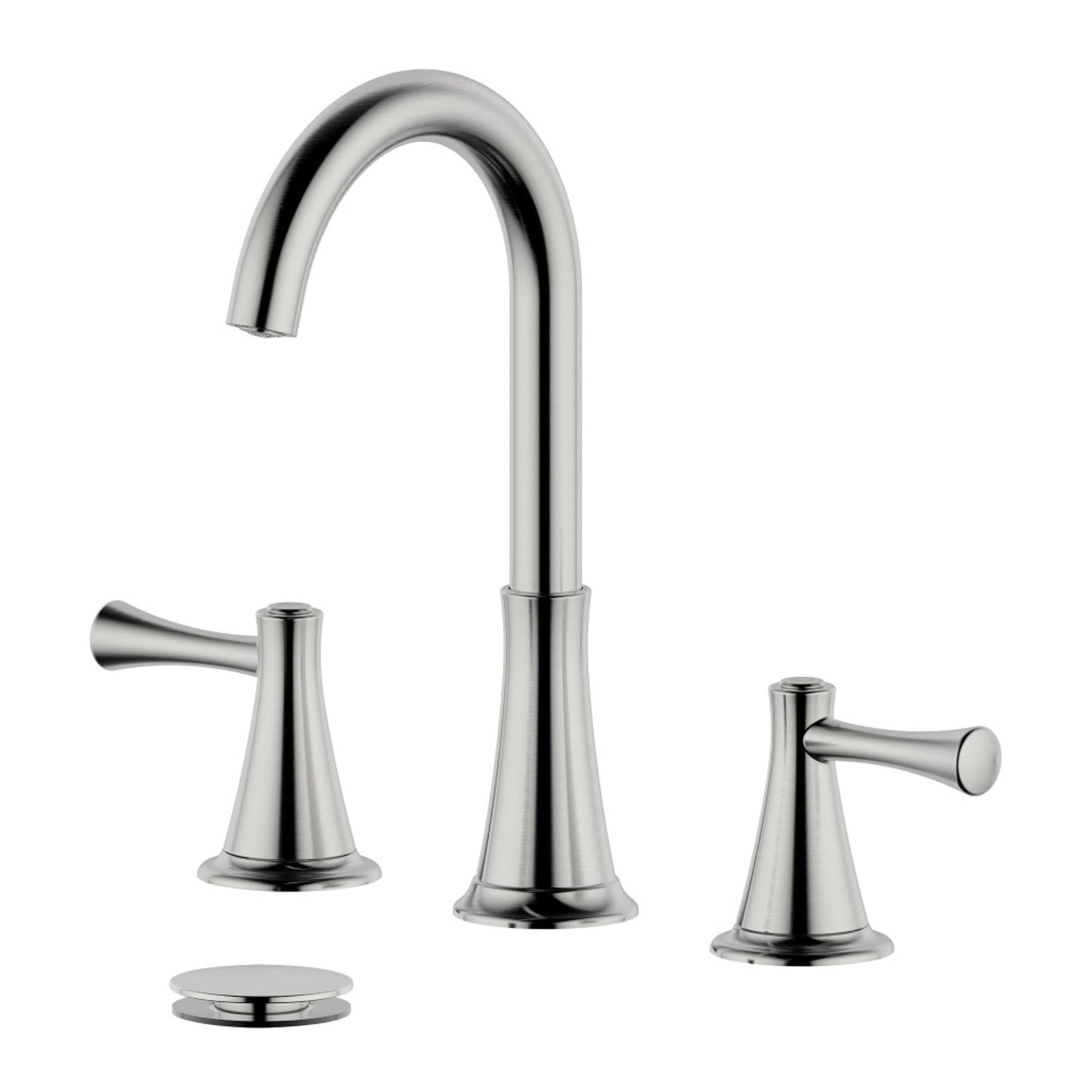 Kassel Double Handle Brushed Nickel Widespread Bathroom Faucet with Drain Assembly without Overflow