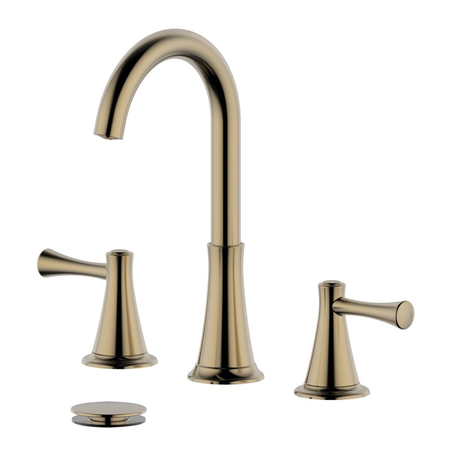 Kassel Double Handle Gold Widespread Bathroom Faucet with Drain Assembly without Overflow
