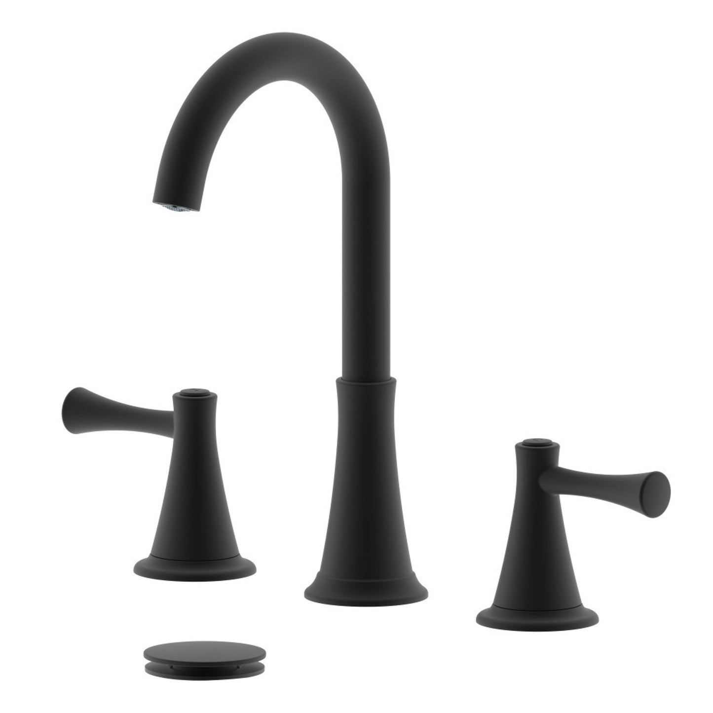Kassel Double Handle Matte Black Widespread Bathroom Faucet with Drain Assembly without Overflow