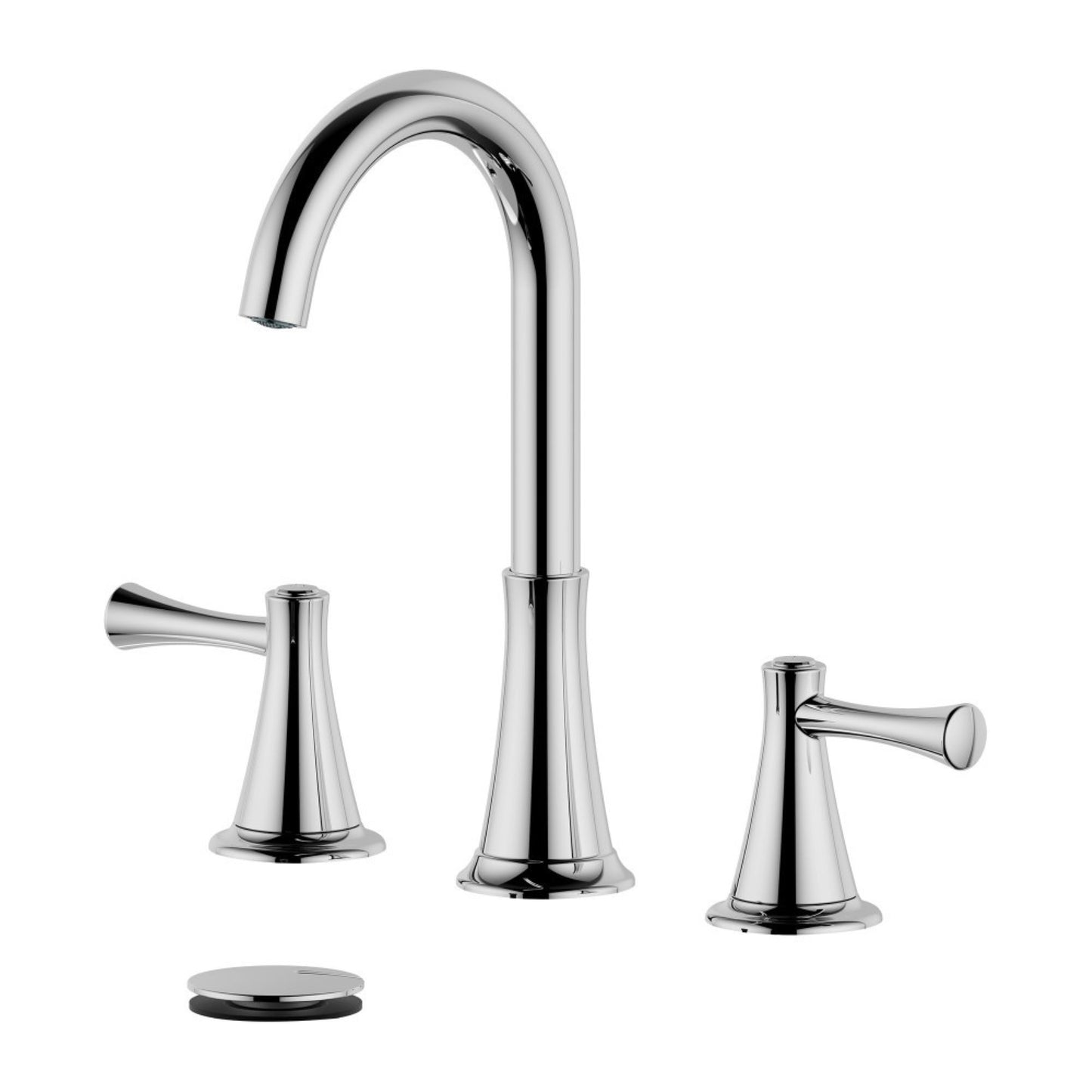 Kassel Double Handle Polished Chrome Widespread Bathroom Faucet with Drain Assembly without Overflow