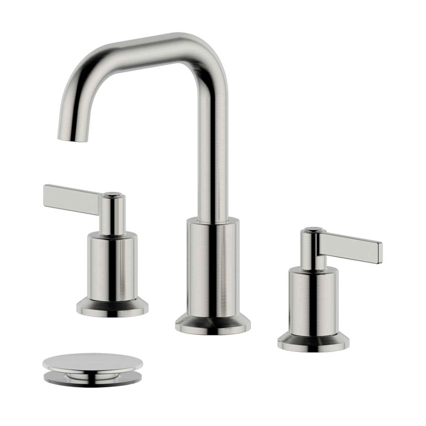 Kadoma Double Handle Brushed Nickel Widespread Bathroom Faucet with Drain Assembly without Overflow
