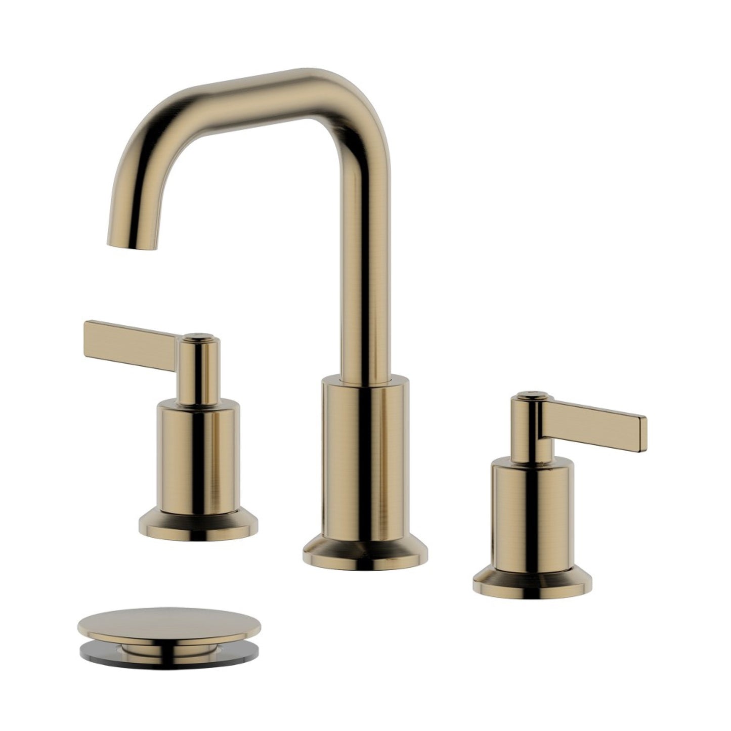 Kadoma Double Handle Gold Widespread Bathroom Faucet with Drain Assembly without Overflow