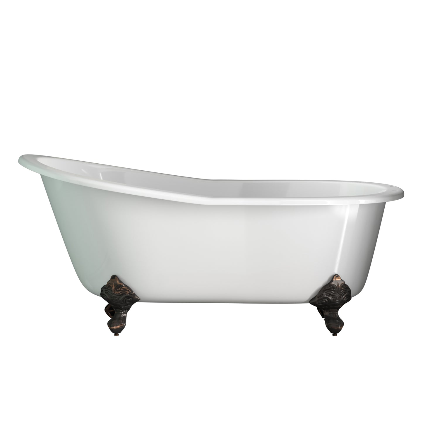 Cast Iron Slipper Clawfoot Tub 67" X 30" with 7" Deck Mount Faucet Drillings and Oil Rubbed Bronze Feet