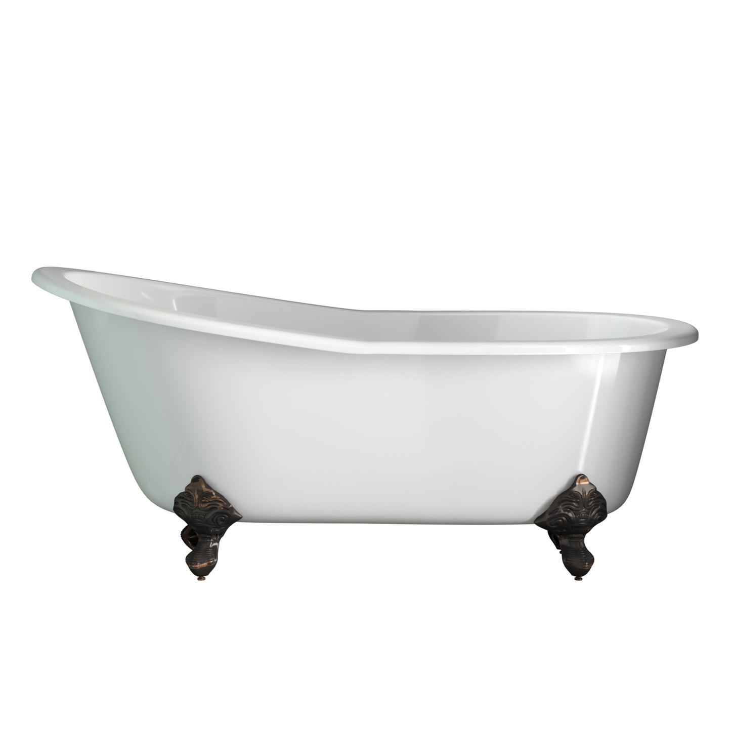 Cast Iron Slipper Clawfoot Tub 67" X 30" with no Faucet Drillings and Complete Oil Rubbed Bronze Free Standing English Telephone Style Faucet with Hand Held Shower Assembly Plumbing Package