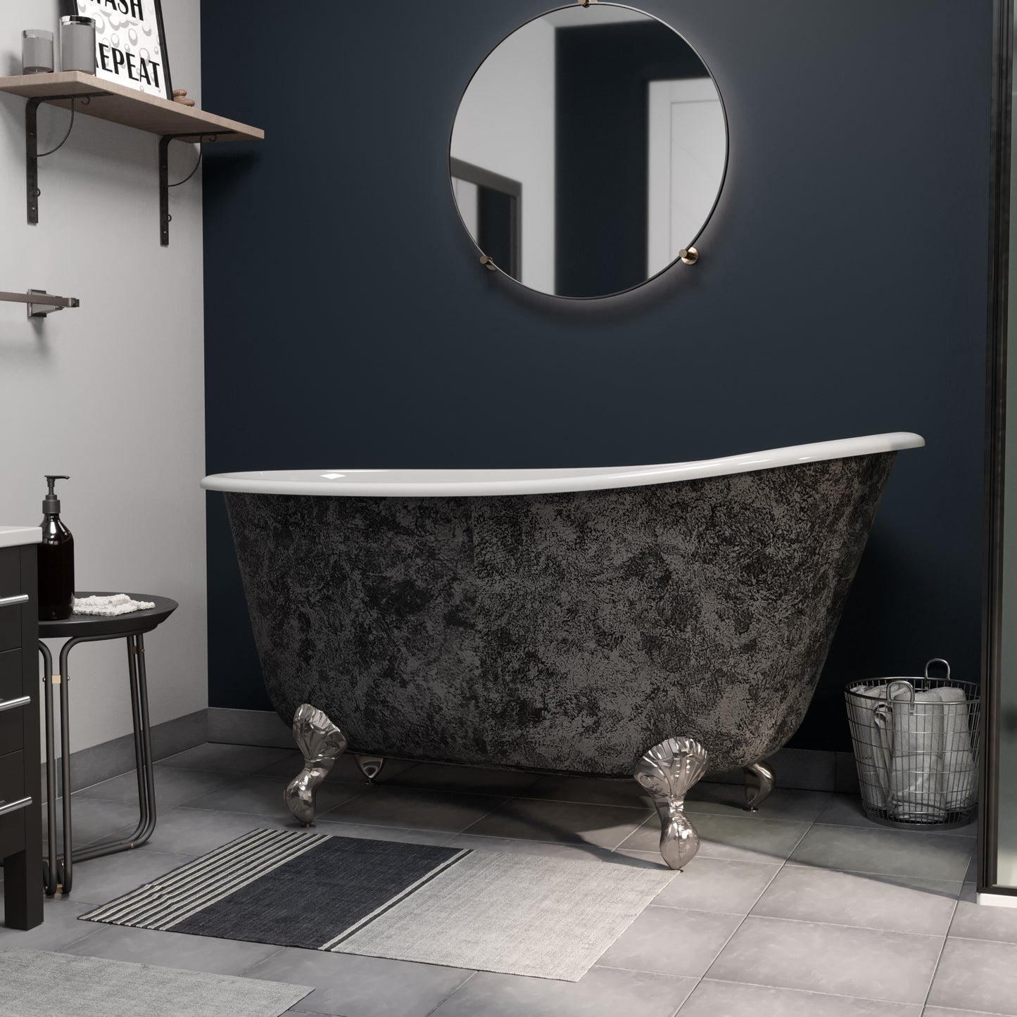 Scorched Platinum 58” Swedish Clawfoot Tub With Brushed Nickel Feet