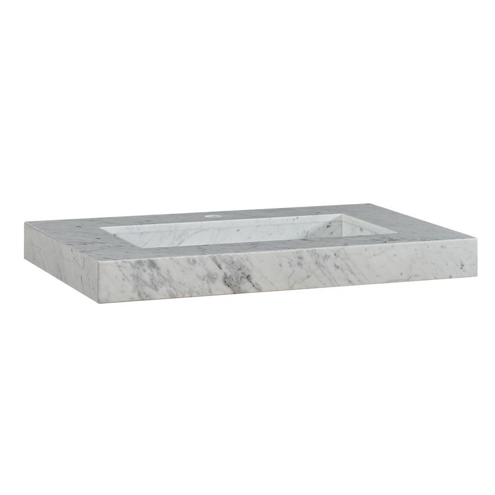 36" x 23" x 3.5" Carrara White Marble Top with Single Ramp Sink (1-hole)