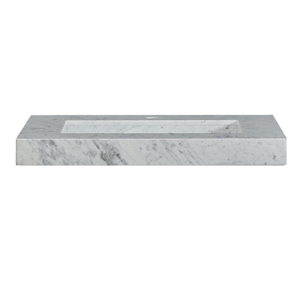 36" x 23" x 3.5" Carrara White Marble Top with Single Ramp Sink (1-hole)