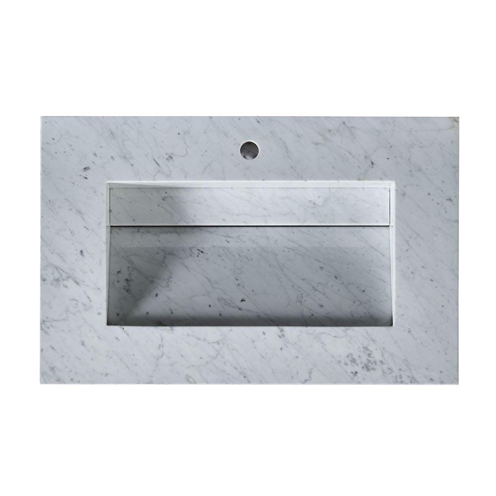 36" x 23" x 3.5" Carrara White Marble Top with Single Ramp Sink (1-hole)