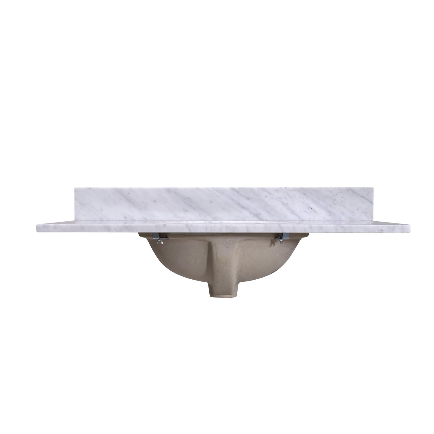 36" x 22" x 0.75" Carrara White Marble Top - 4" Backsplash, Single Oval Ceramic Sink (8" spread)