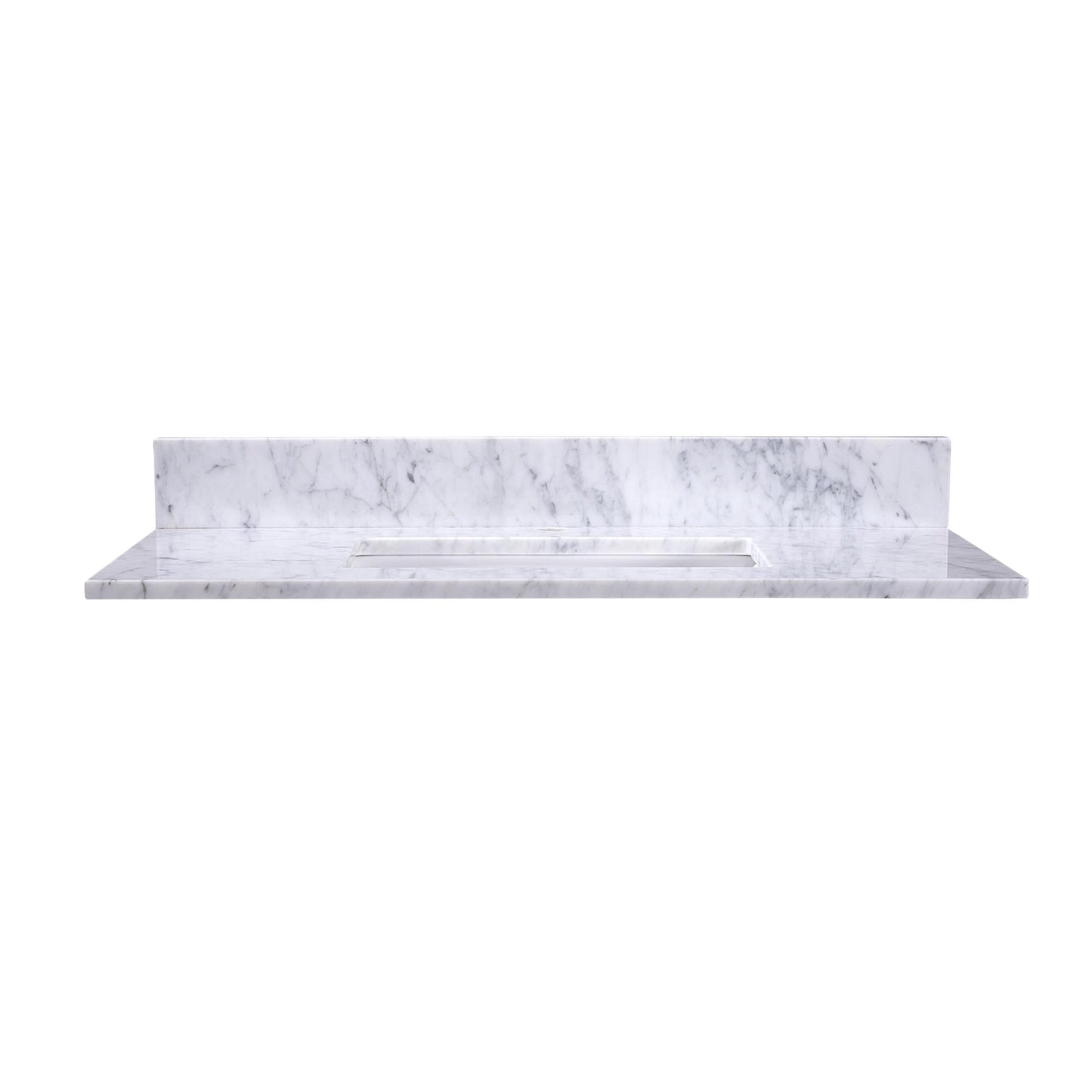 36" x 22" x 0.75" Carrara White Marble Top - 4" Backsplash, Single Rectangle Ceramic Sink (1-hole)