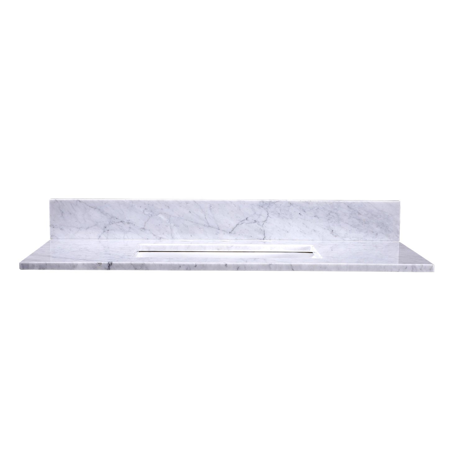 36" x 22" x 0.75" Carrara White Marble Top - 4" Backsplash, Single (Center) Rectangle Ceramic Sink (8"-spread)