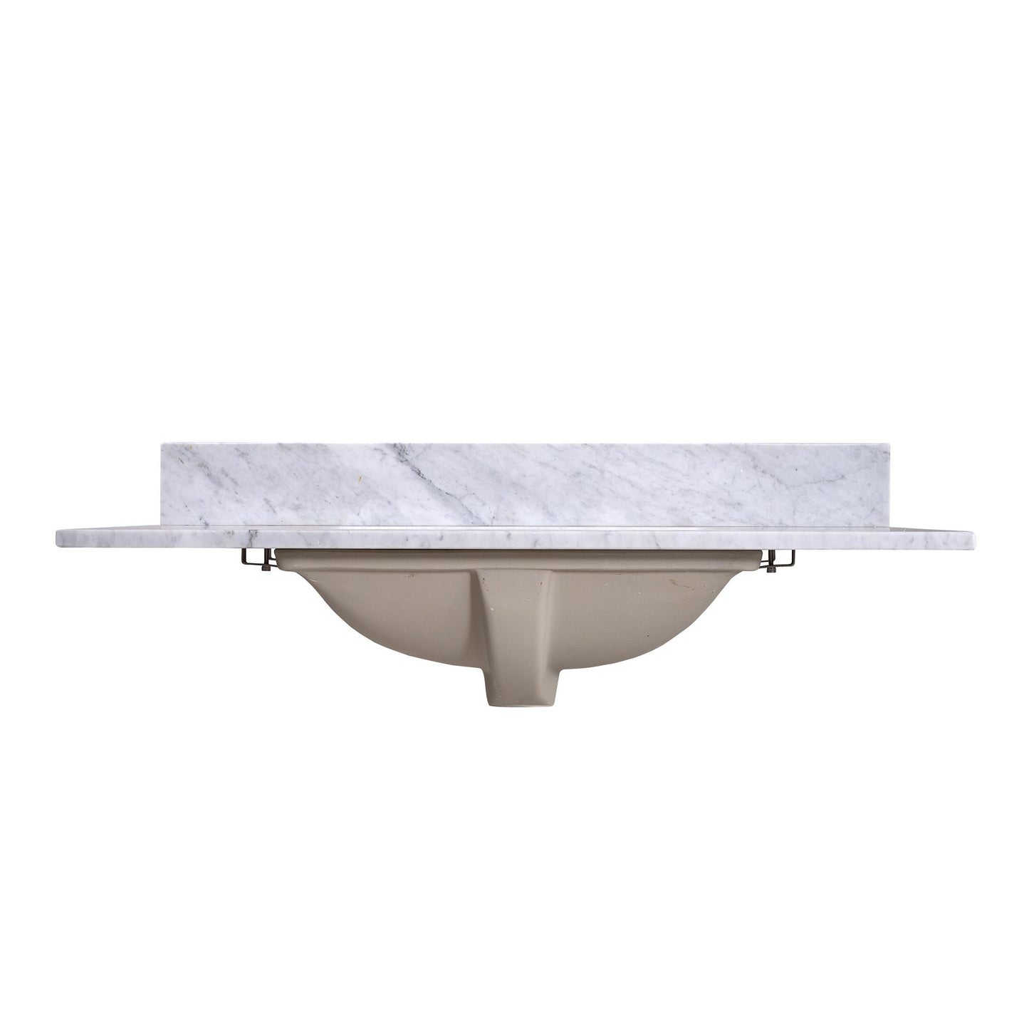 36" x 22" x 0.75" Carrara White Marble Top - 4" Backsplash, Single (Center) Rectangle Ceramic Sink (8"-spread)