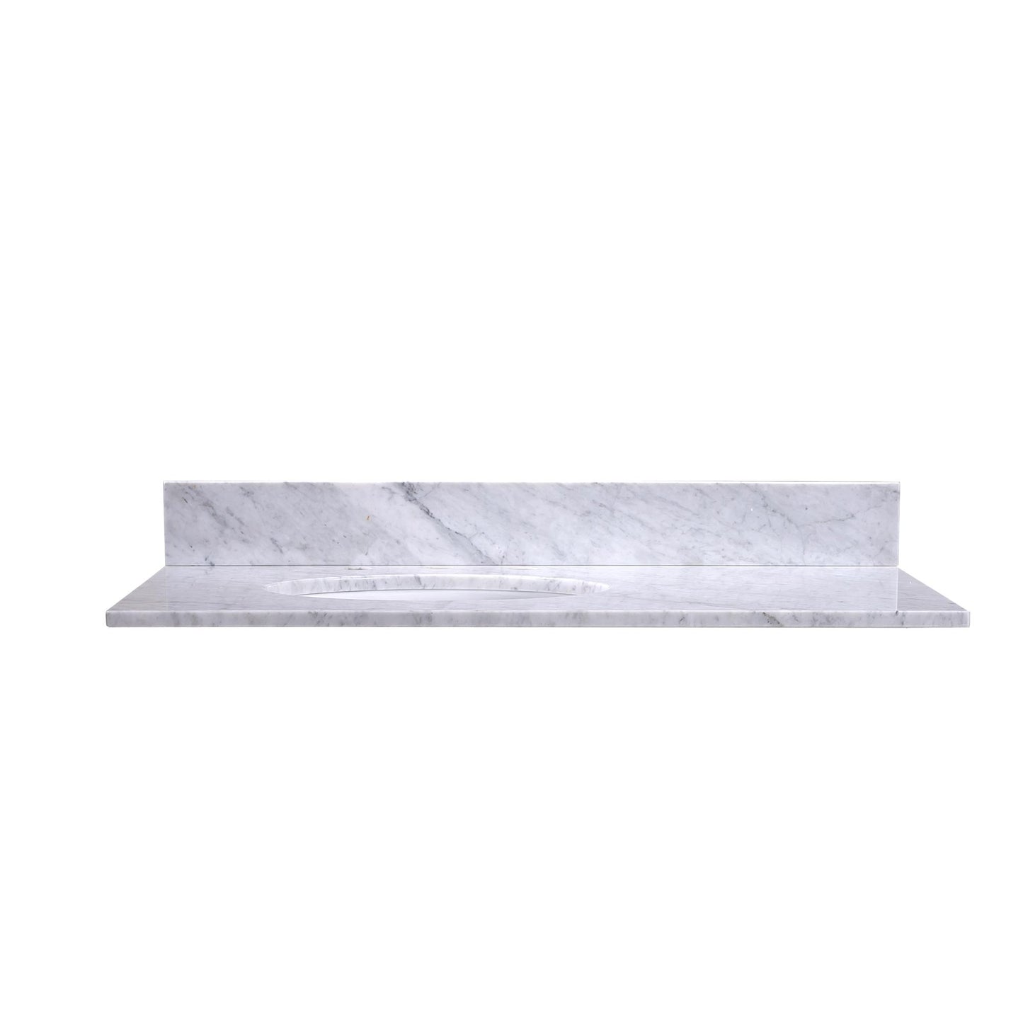 36" x 22" x 0.75" Carrara White Marble Top - 4" Backsplash, Single (Left) Oval Ceramic Sink (8"-spread)