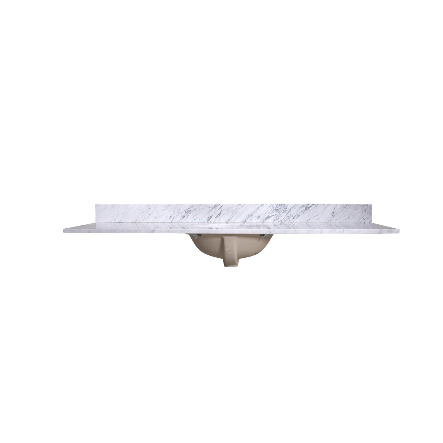 60" x 22" x 0.75" Carrara White Marble Top - 4" Backsplash, Single Oval Ceramic Sink (8" spread)