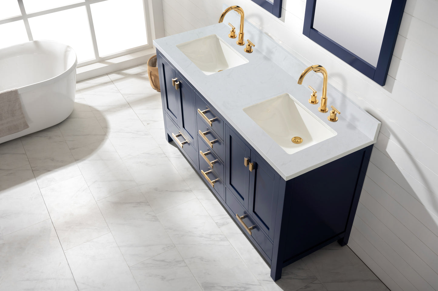 Valentino 60" Double Vanity in Blue
