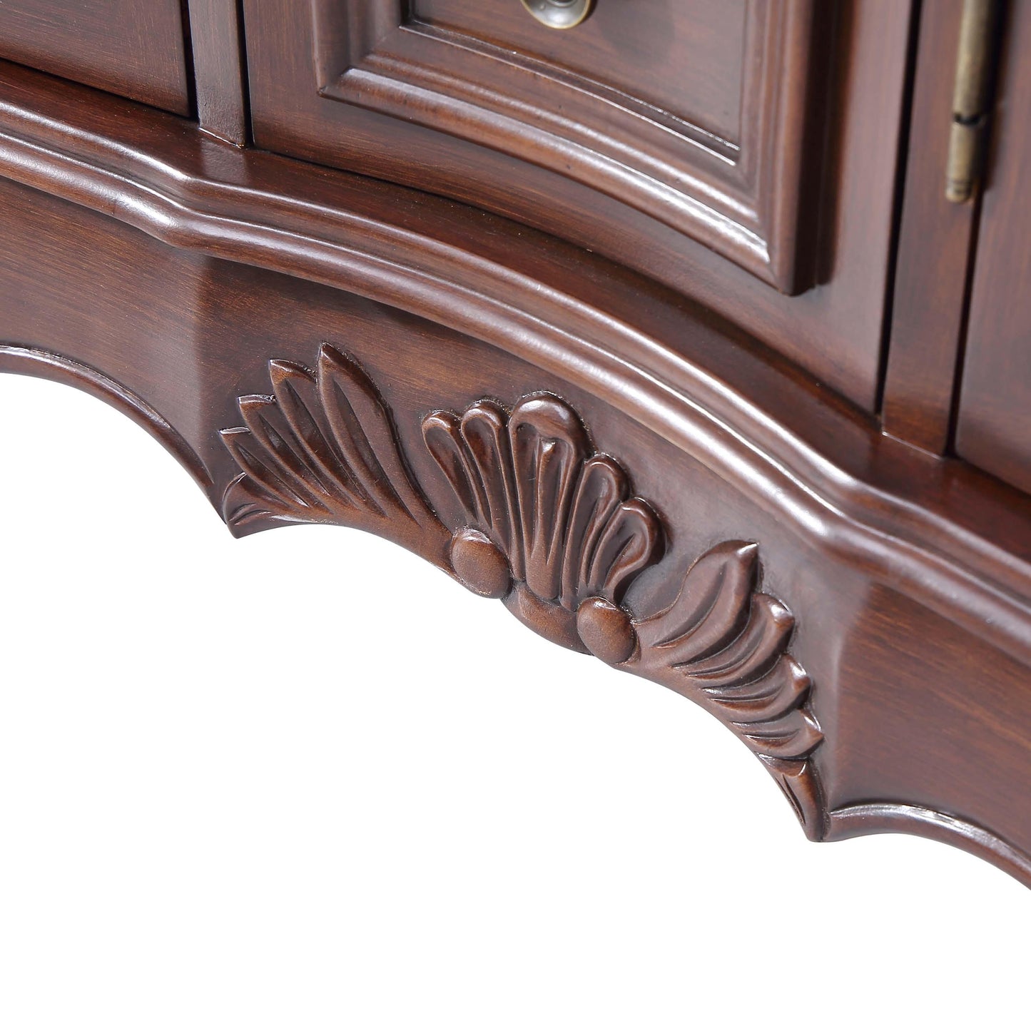 48" Double Sink Cabinet - Crema Marfil Top, Undermount White Ceramic Sinks (3-hole)