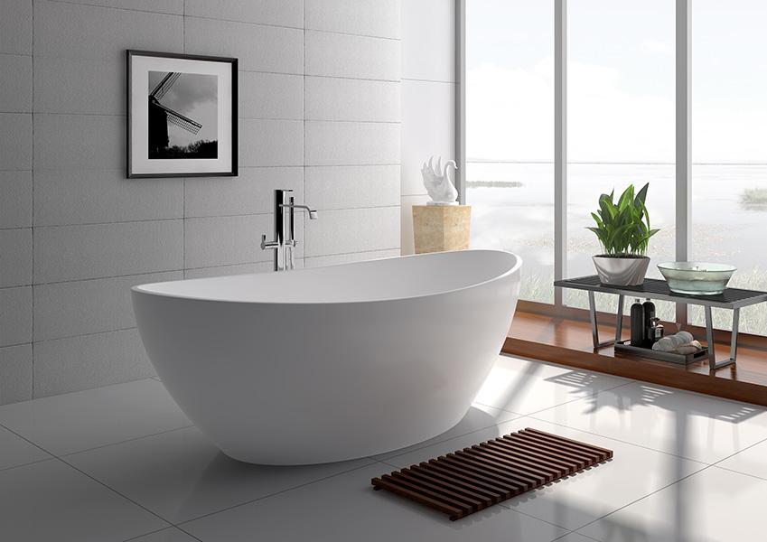 71" WHITE MATT SOLID SURFACE TUB - NO FAUCET