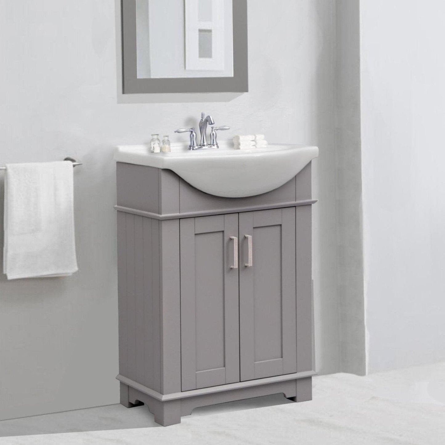 24" GRAY SINK VANITY, NO FAUCET