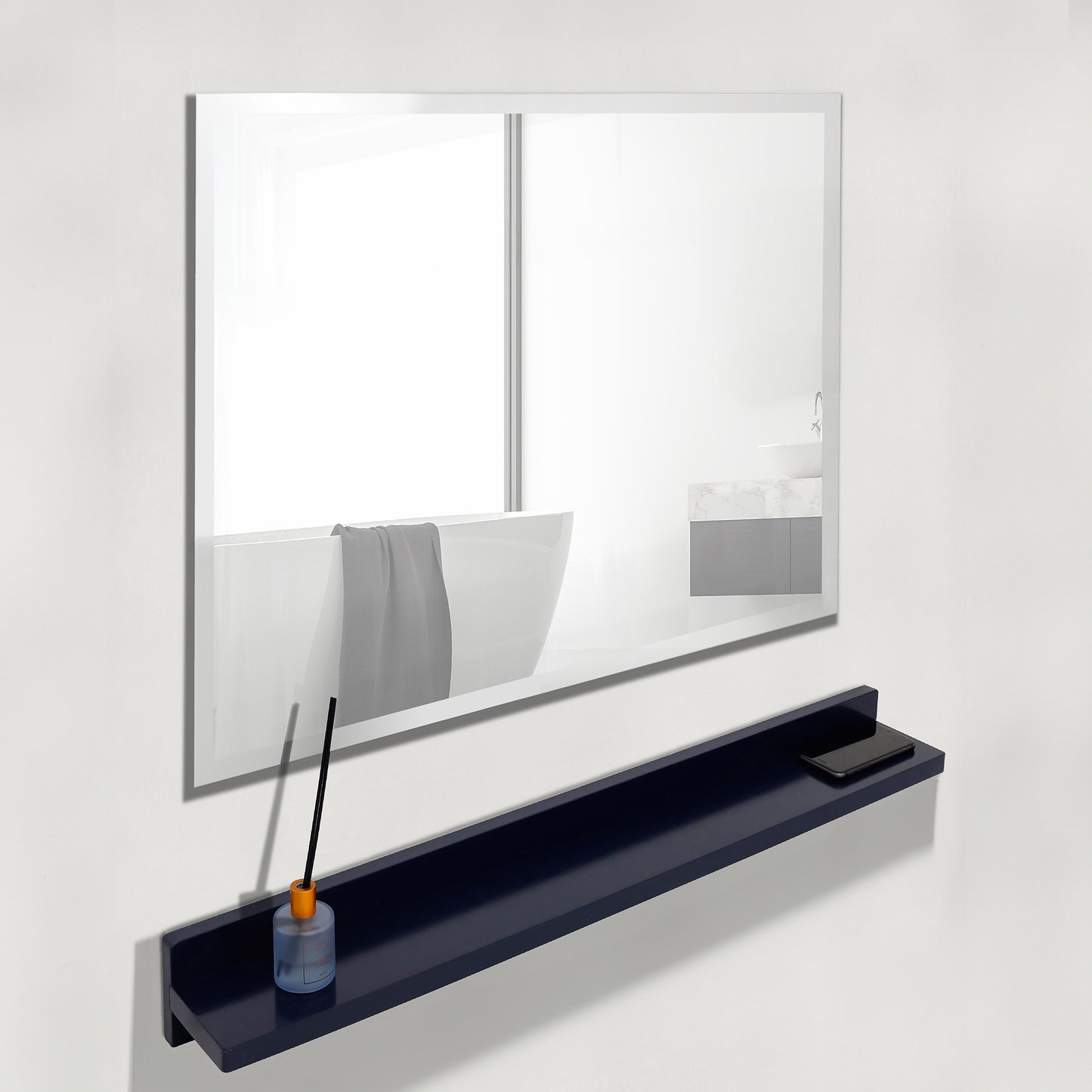 30" Wireless Charging Shelf and Frameless Mirror Set