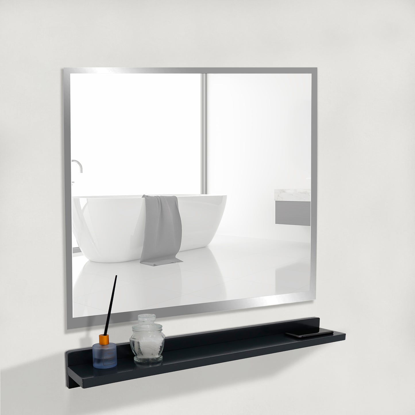 30" Wireless Charging Shelf and Frameless Mirror Set