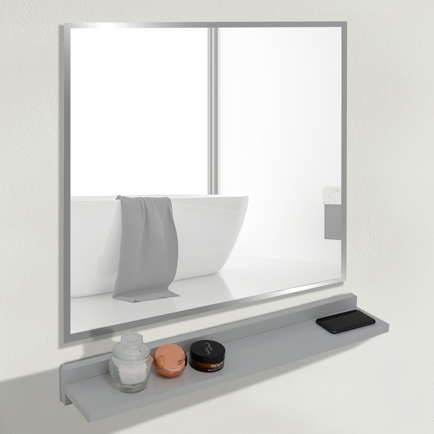 30" Wireless Charging Shelf and Frameless Mirror Set