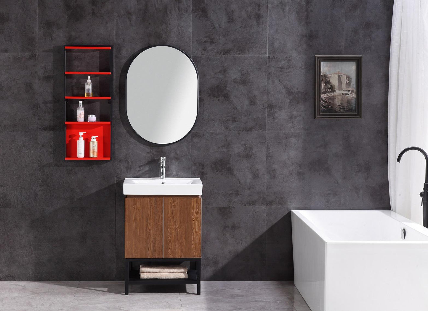 24" BATHROOM VANITY WITH MIRROR AND SIDE CABINET- PVC