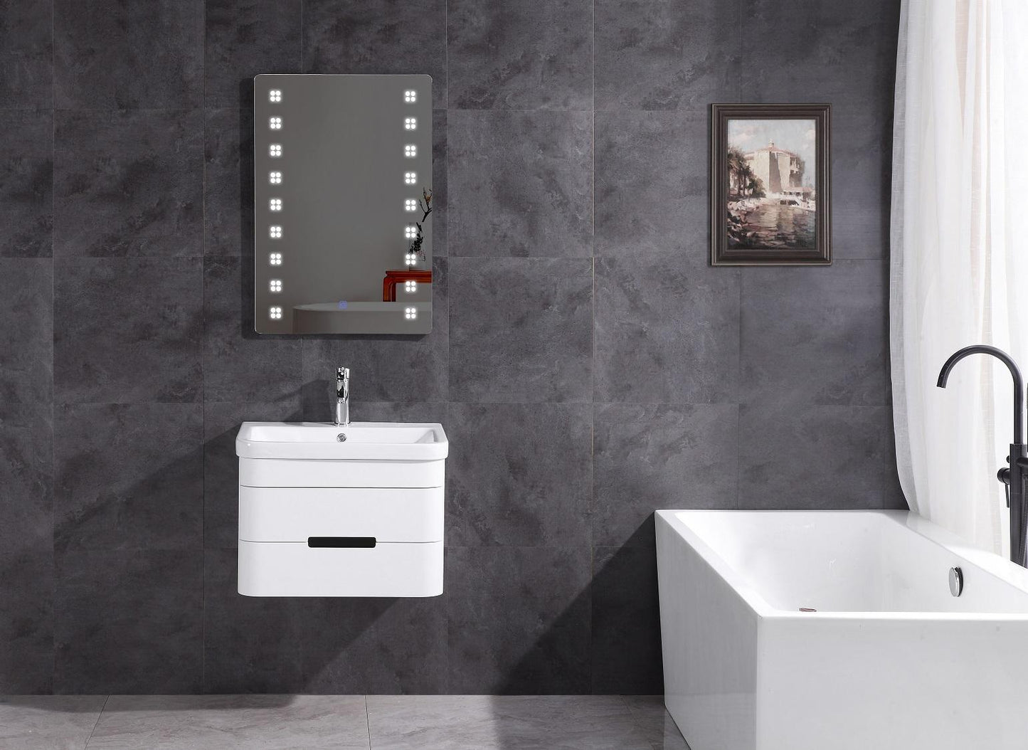 24" BATHROOM VANITY WITH LED MIRROR- PVC