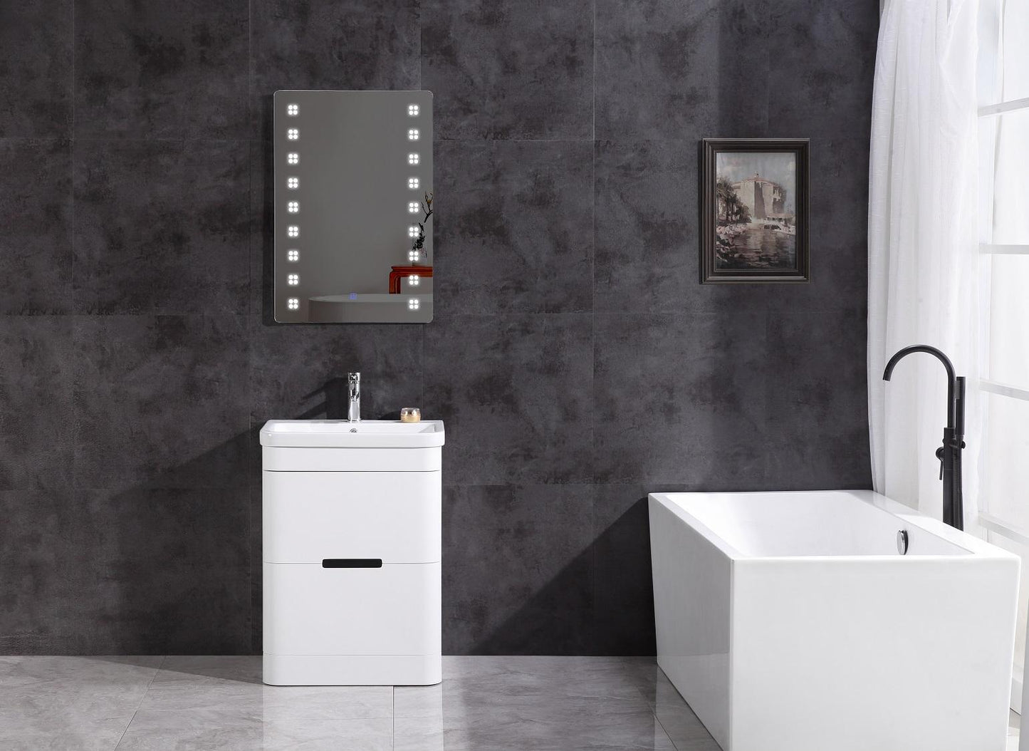 24" BATHROOM VANITY WITH LED MIRROR- PVC