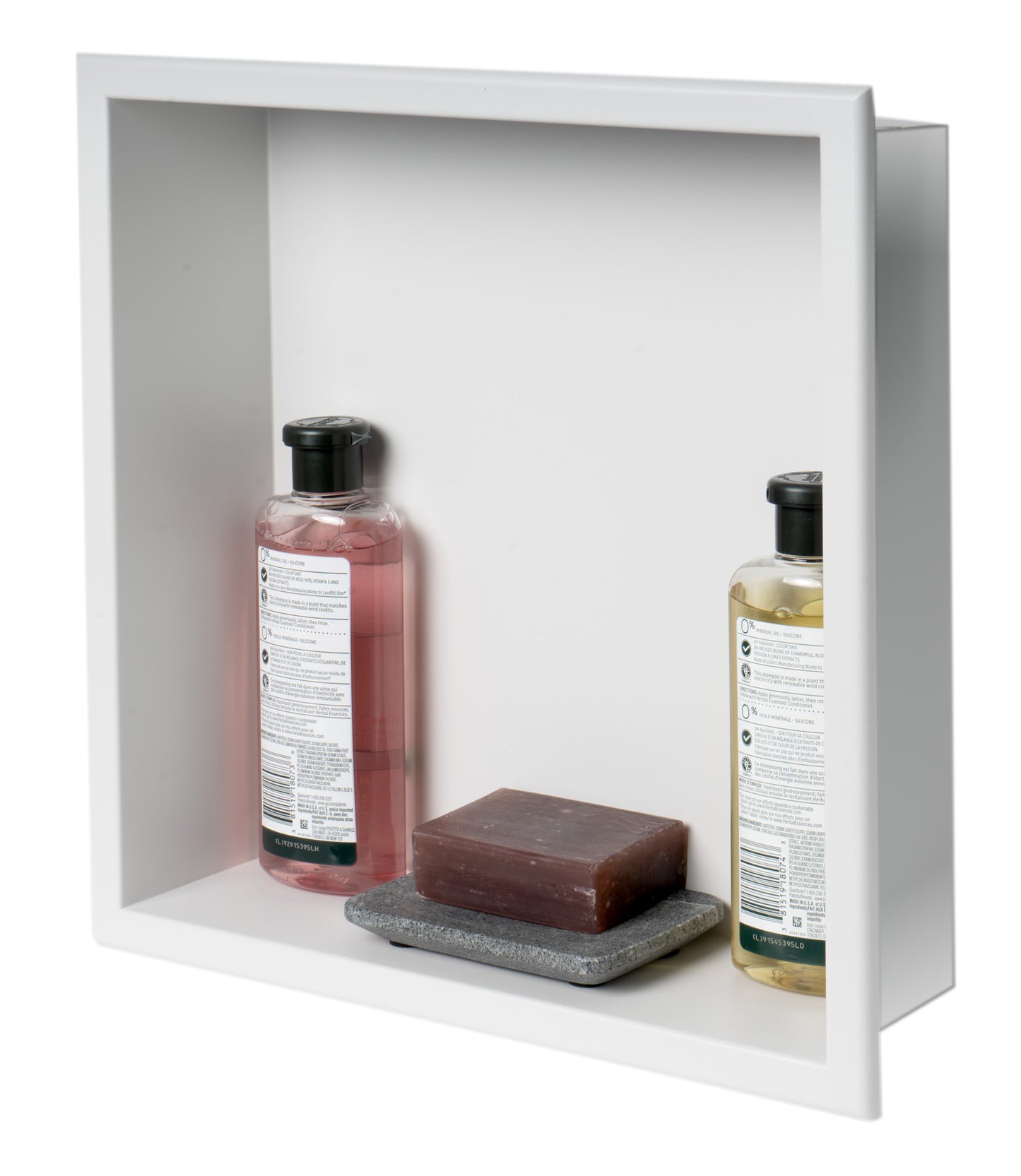 16" x 16" White Matte Stainless Steel Square Single Shelf Bath Shower Niche