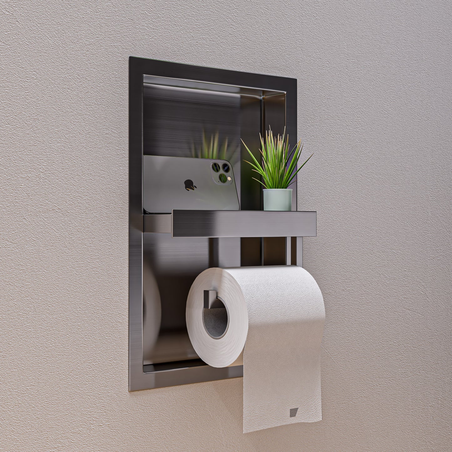 ALFI brand Brushed Stainless Steel Recessed Toilet Paper Holder Niche