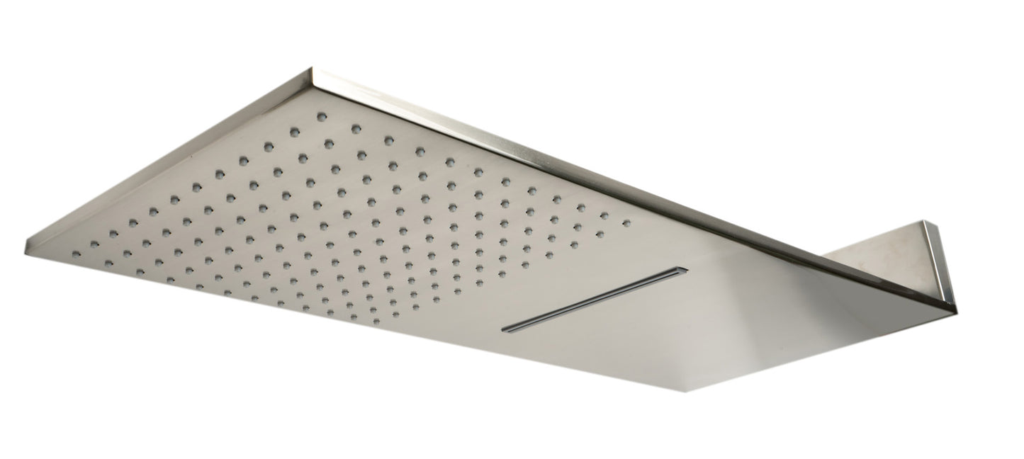 Brushed Nickel 10" Wall-Mounted Square Waterfall Rain Shower Head