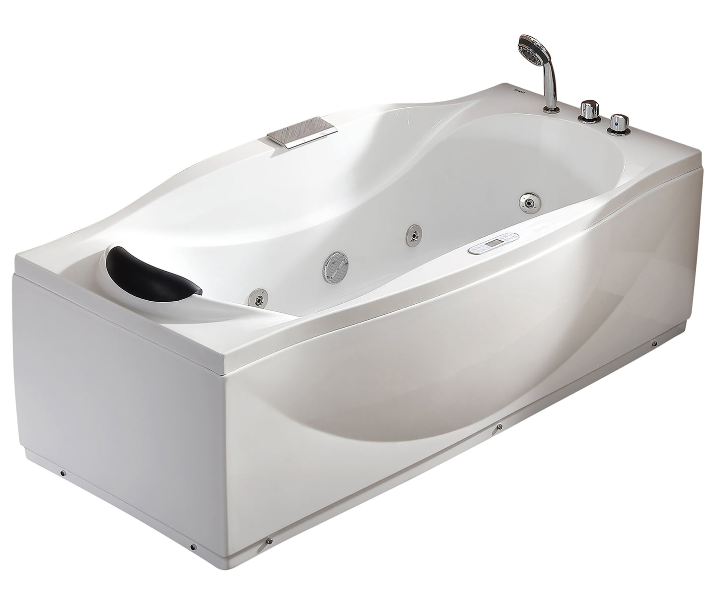 6 ft Left Drain Acrylic White Whirlpool Bathtub w Fixtures
