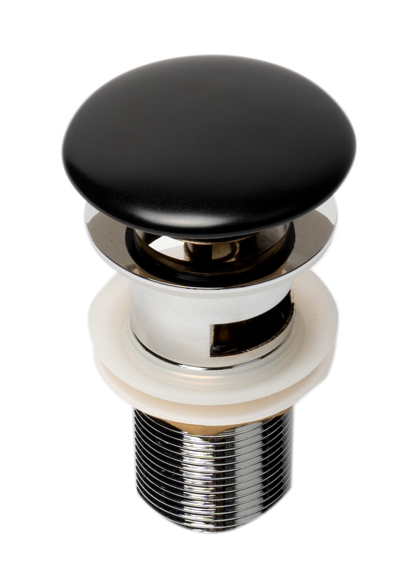 Black Matte Ceramic Mushroom Top Pop Up Drain for Sinks with Overflow