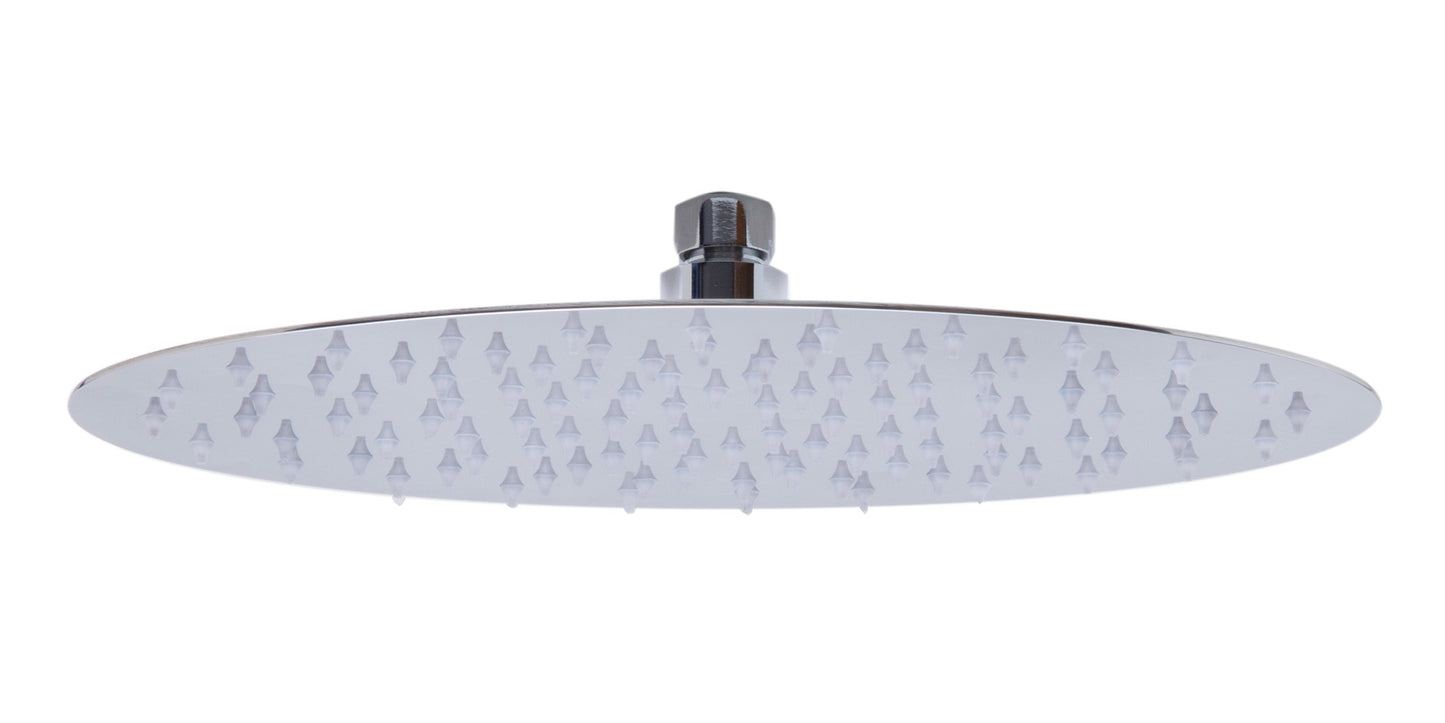 12" Oval Polished Solid Stainless Steel Ultra Thin Rain Shower Head