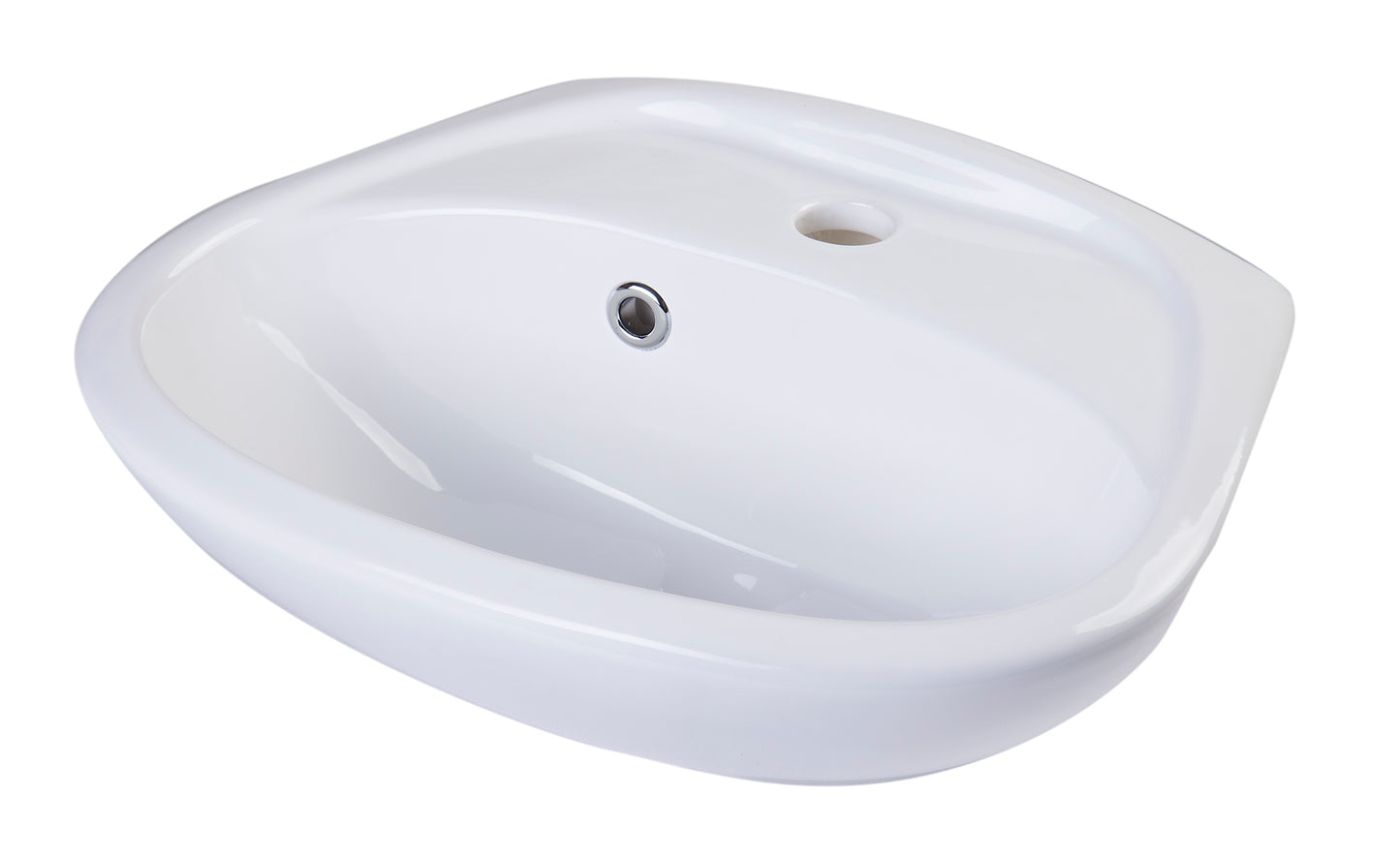 White Small Porcelain Wall Mount Basin with Overflow