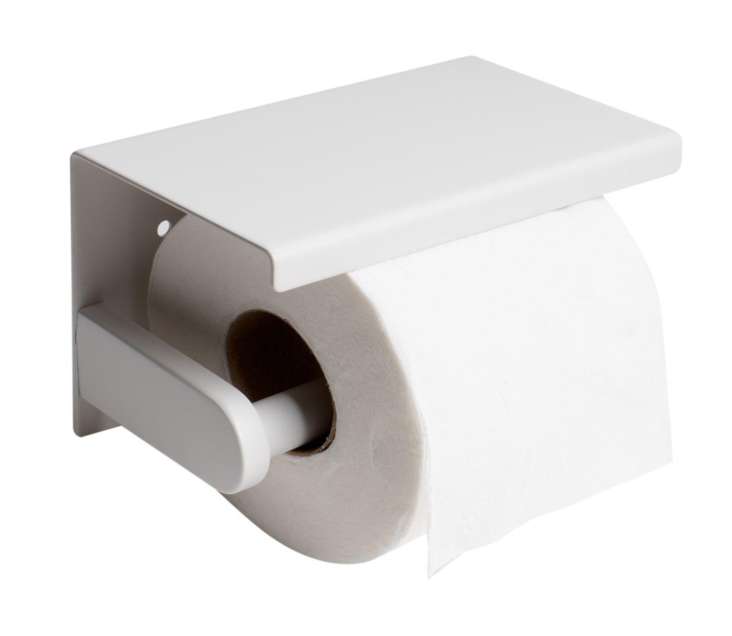 ALFI brand White Matte Stainless Steel Toilet Paper Holder with Shelf
