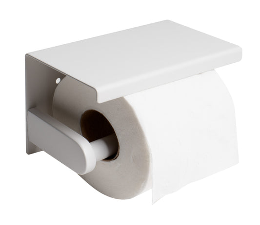 ALFI brand  White Matte Stainless Steel Toilet Paper Holder with Shelf