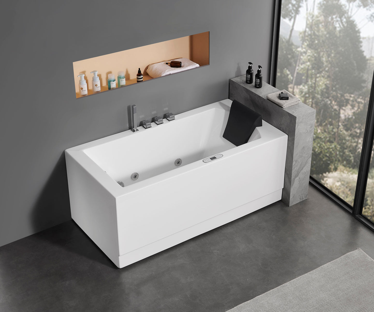 5 ft Acrylic White Rectangular Whirlpool Bathtub w Fixtures