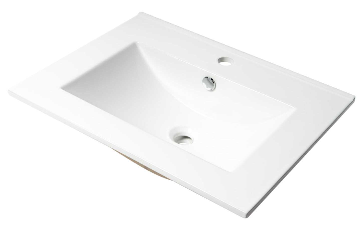 White 25" Rectangular Drop In Ceramic Sink with Faucet Hole