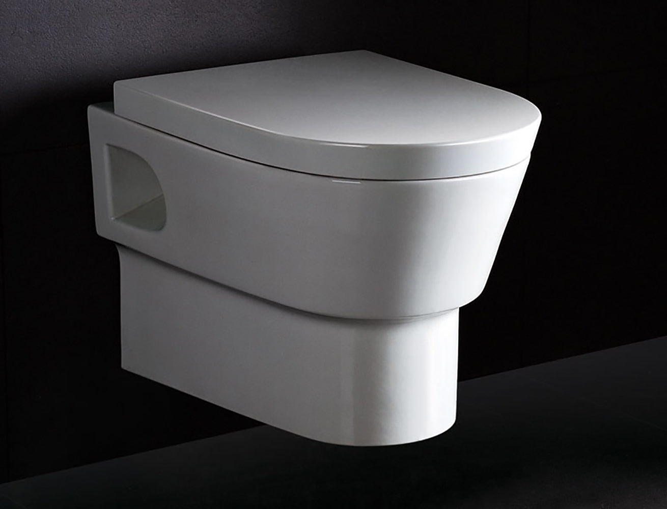 Round Modern Wall Mount Dual Flush Toilet Bowl