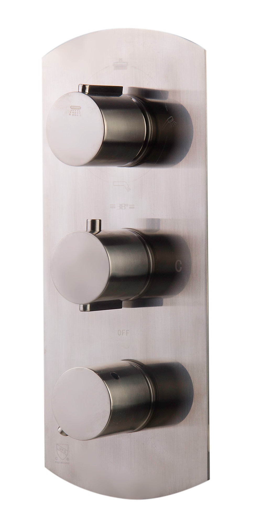 Brushed Nickel Concealed 4-Way Thermostatic Valve Shower Mixer /w Round Knobs
